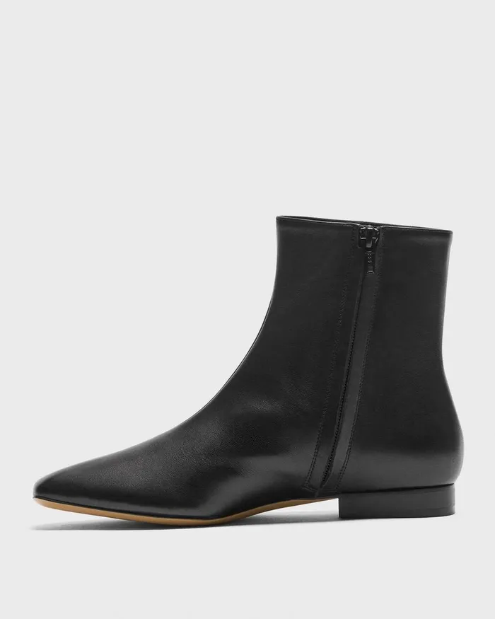 Women Theory Shoes Zip Bootie In Leather Black
