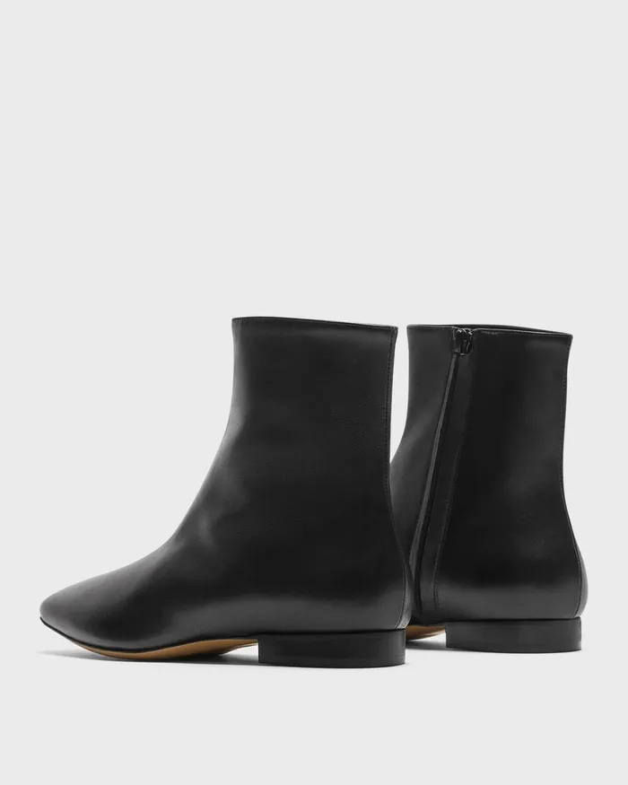 Women Theory Shoes Zip Bootie In Leather Black