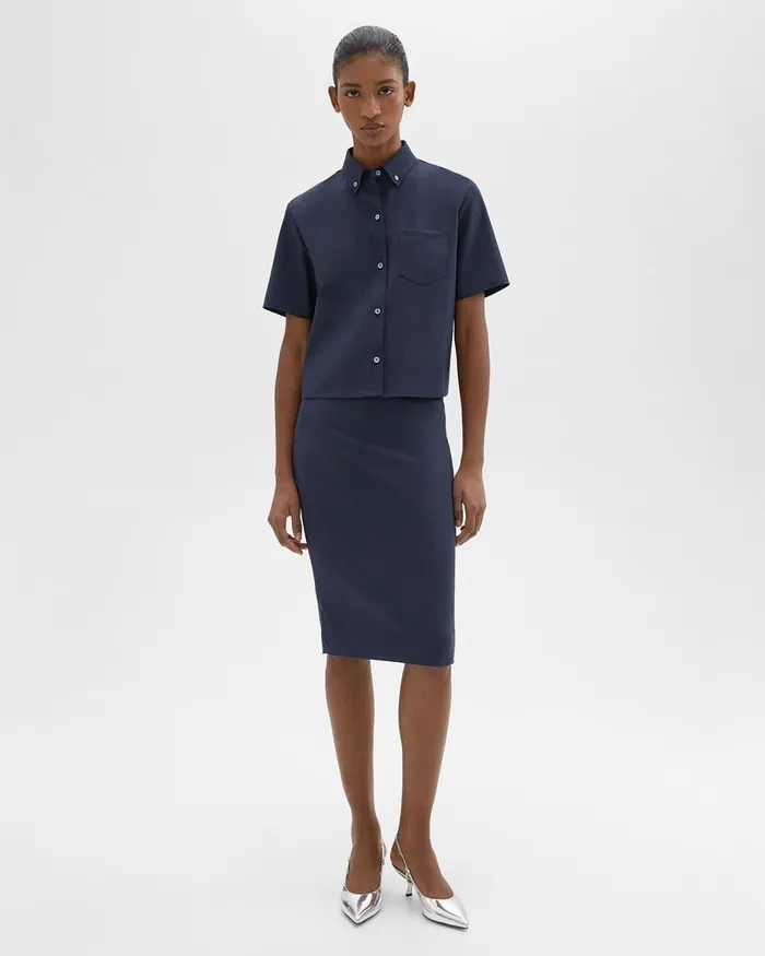 Women Theory Skirts Slim Pencil Skirt In Good Wool Nocturne Navy