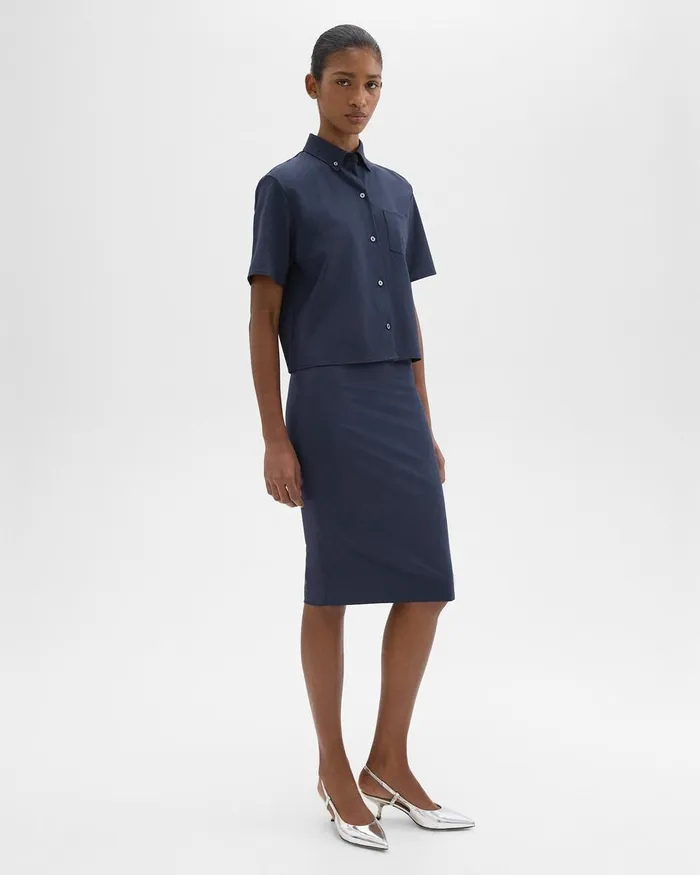 Women Theory Skirts Slim Pencil Skirt In Good Wool Nocturne Navy