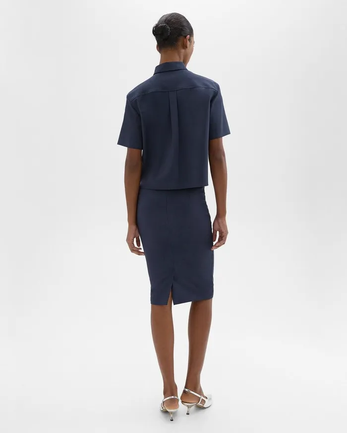 Women Theory Skirts Slim Pencil Skirt In Good Wool Nocturne Navy