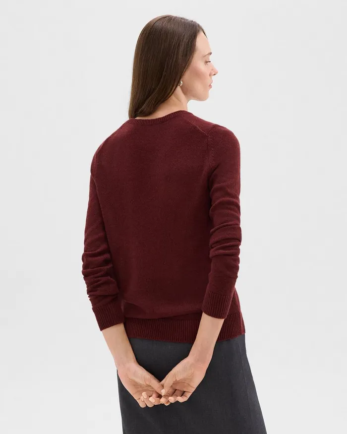 Women Theory Sweaters Cardigans Crewneck Sweater In Feather Cashmere Cordovan