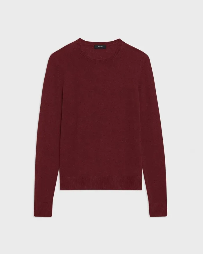 Women Theory Sweaters Cardigans Crewneck Sweater In Feather Cashmere Cordovan