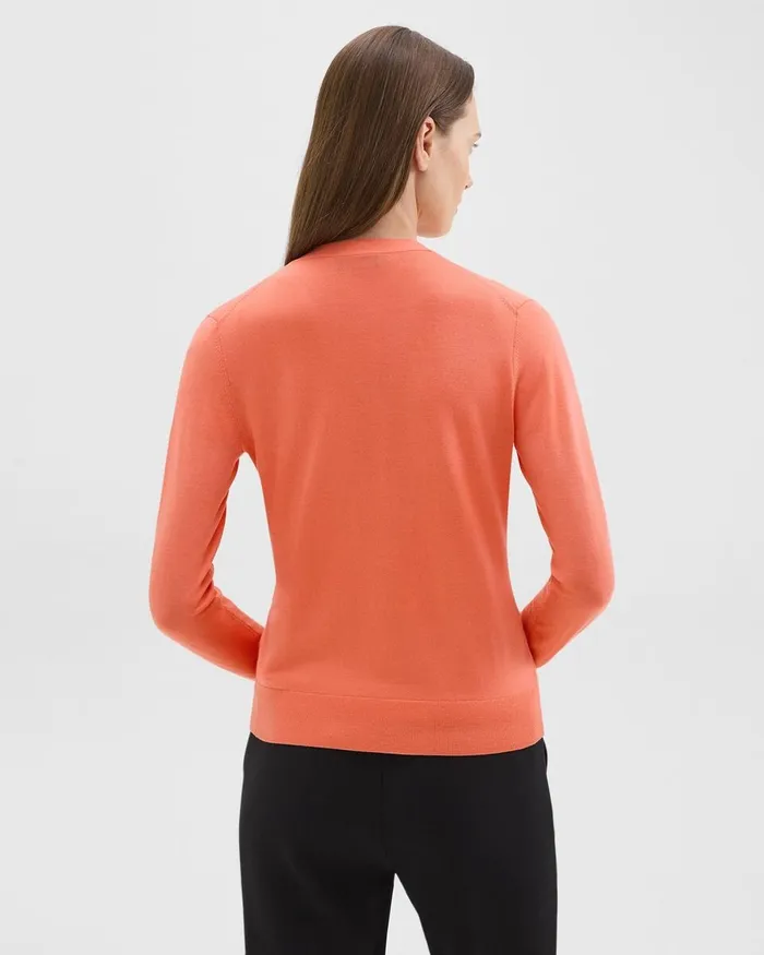 Women Theory Sweaters Cardigans VNeck Cardigan In Regal Wool Bright Coral