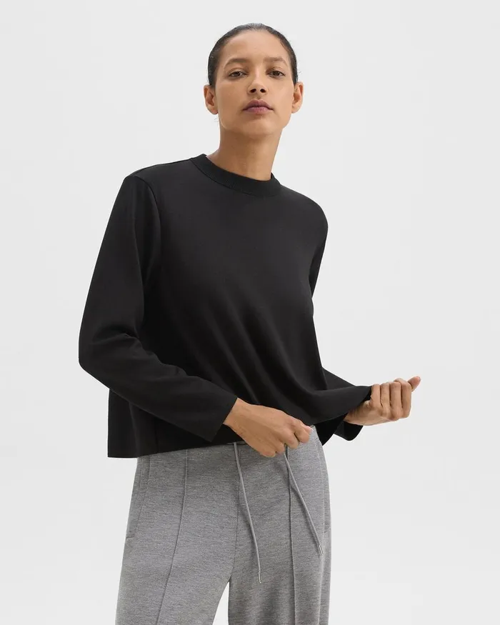 Women Theory TShirts Tank Tops ALine Sweatshirt In DoubleKnit Jersey Black