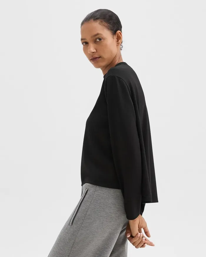 Women Theory TShirts Tank Tops ALine Sweatshirt In DoubleKnit Jersey Black
