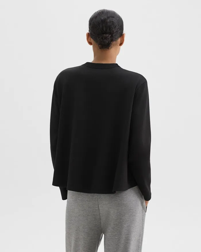 Women Theory TShirts Tank Tops ALine Sweatshirt In DoubleKnit Jersey Black