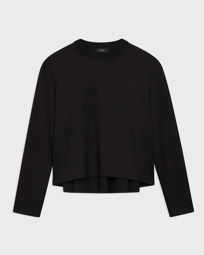 Women Theory TShirts Tank Tops ALine Sweatshirt In DoubleKnit Jersey Black