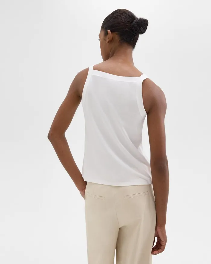 Women Theory TShirts Tank Tops Square Neck Tank In Interlock Knit White