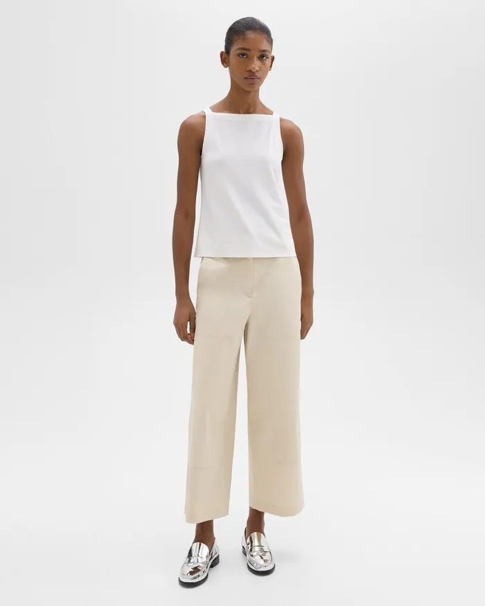 Women Theory TShirts Tank Tops Square Neck Tank In Interlock Knit White