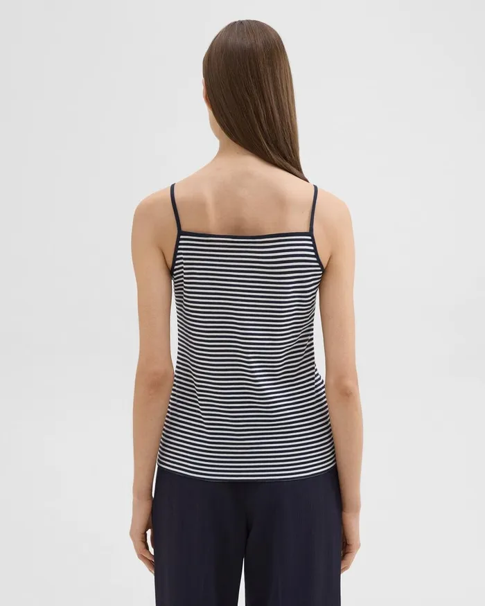 Women Theory TShirts Tank Tops Square Neck Tank In Striped Pima Cotton Navywhite