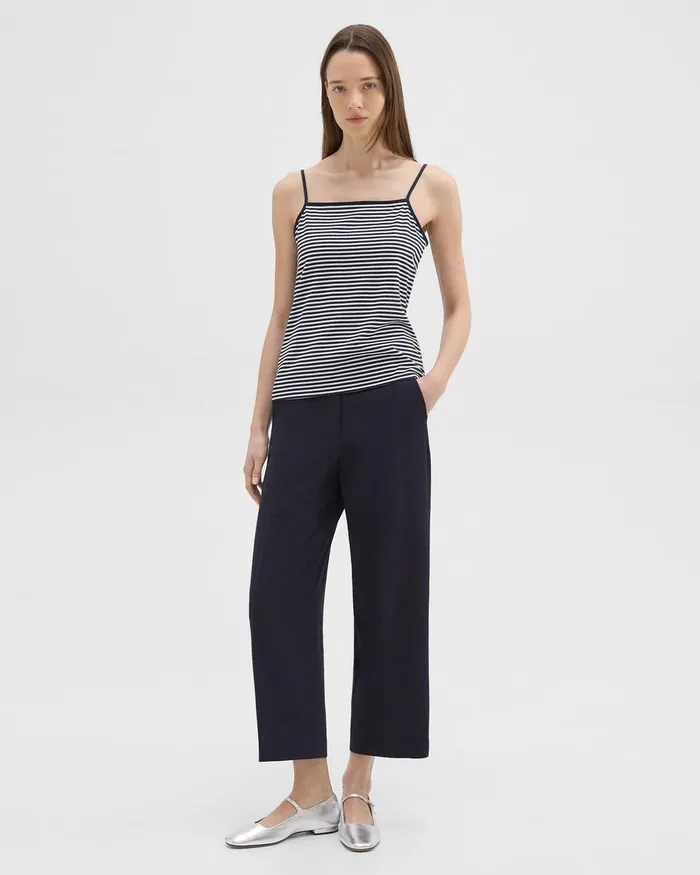 Women Theory TShirts Tank Tops Square Neck Tank In Striped Pima Cotton Navywhite