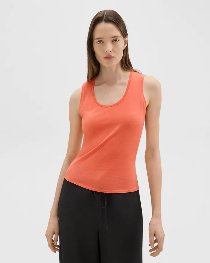 Women Theory TShirts Tank Tops Tiny Tank In Organic Cotton Bright Coral