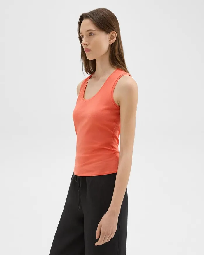 Women Theory TShirts Tank Tops Tiny Tank In Organic Cotton Bright Coral