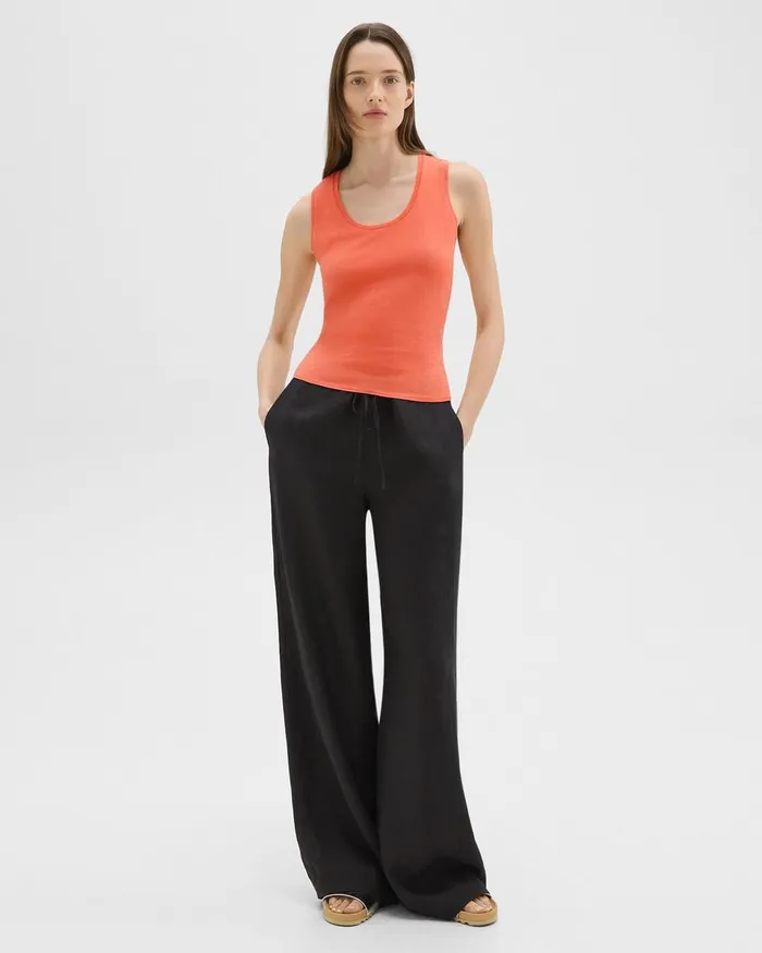 Women Theory TShirts Tank Tops Tiny Tank In Organic Cotton Bright Coral