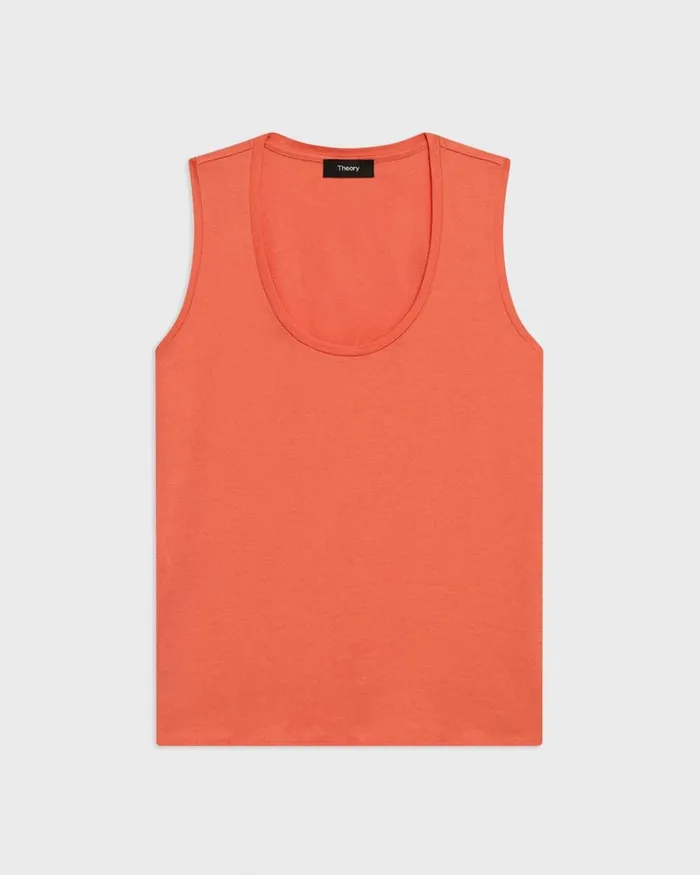 Women Theory TShirts Tank Tops Tiny Tank In Organic Cotton Bright Coral