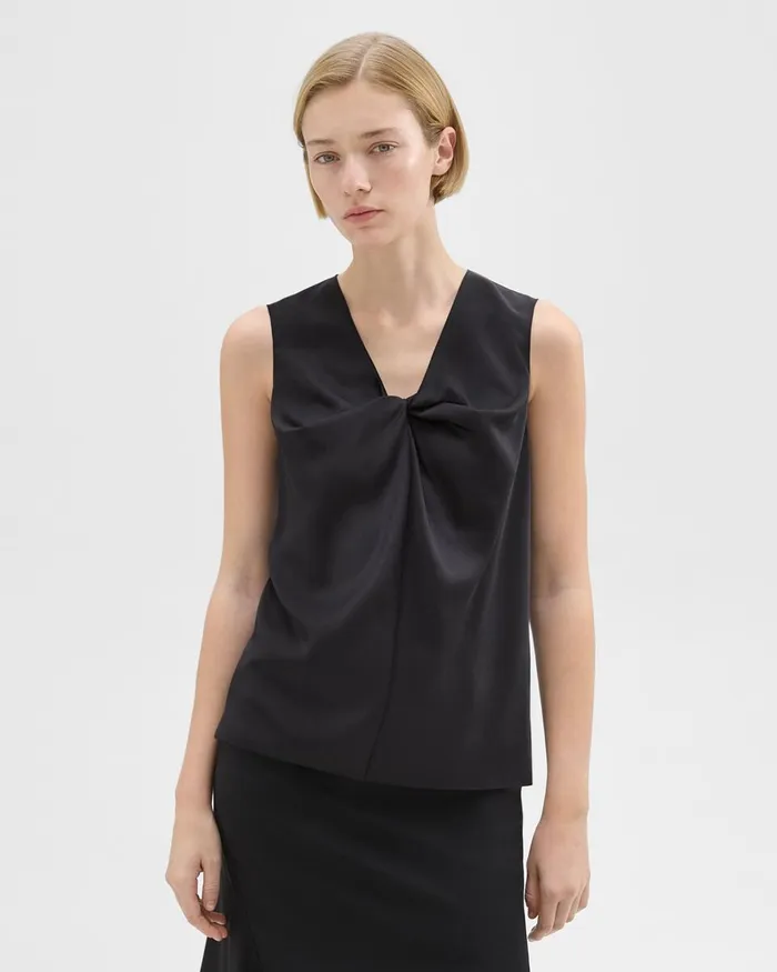 Women Theory Tops Twisted Sleeveless Top Black