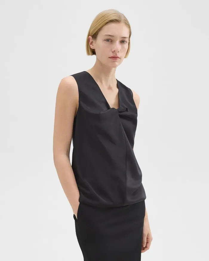 Women Theory Tops Twisted Sleeveless Top Black