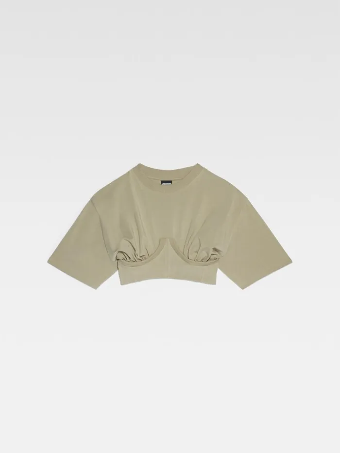 Women Tops and Shirts JACQUEMUS The Caraco Tshirt Light Khaki Women Tops and Shirts JACQUEMUS The Caraco Tshirt Light Khaki