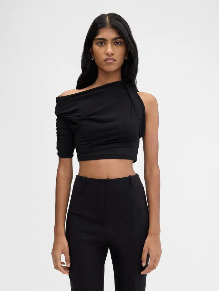 Women Tops and Shirts JACQUEMUS The Drapeado Top Black