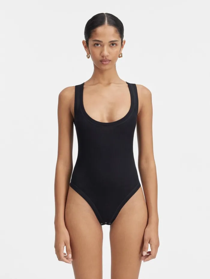 Women Tops and Shirts JACQUEMUS The Gros Grain Bodysuit Black