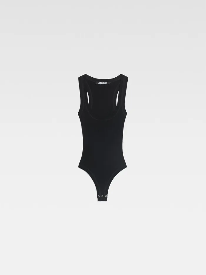 Women Tops and Shirts JACQUEMUS The Gros Grain Bodysuit Black Women Tops and Shirts JACQUEMUS The Gros Grain Bodysuit Black