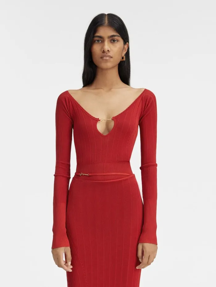 Women Tops and Shirts JACQUEMUS The Pral Top Dark Red