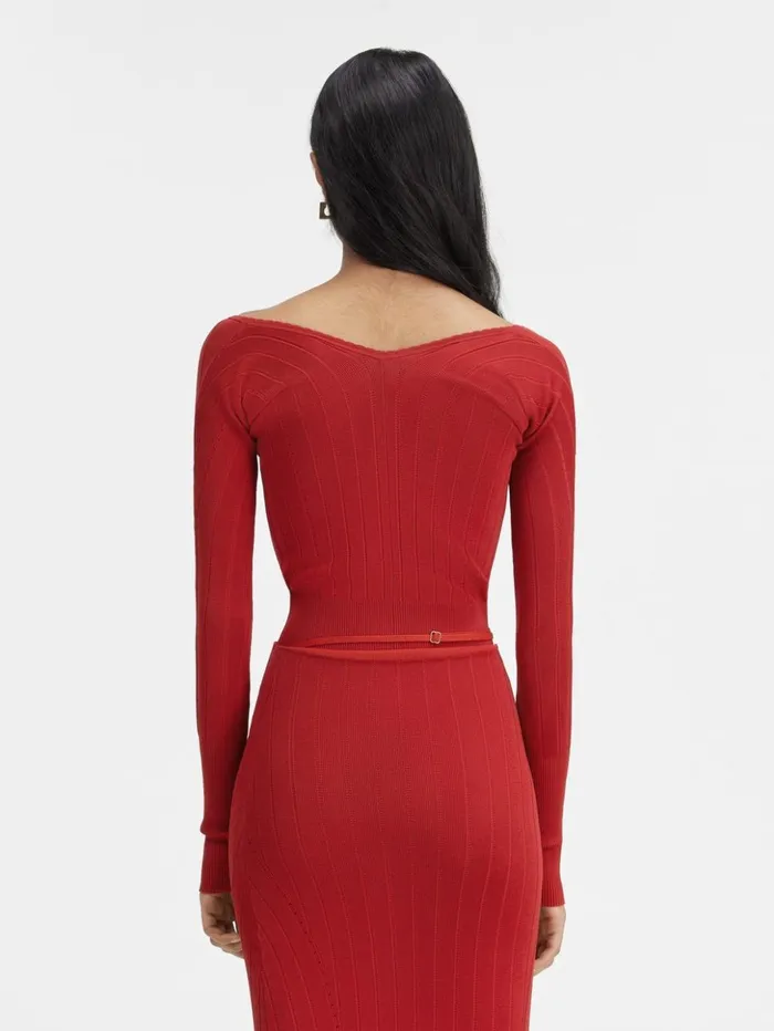 Women Tops and Shirts JACQUEMUS The Pral Top Dark Red Women Tops and Shirts JACQUEMUS The Pral Top Dark Red
