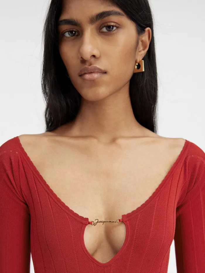 Women Tops and Shirts JACQUEMUS The Pral Top Dark Red Women Tops and Shirts JACQUEMUS The Pral Top Dark Red
