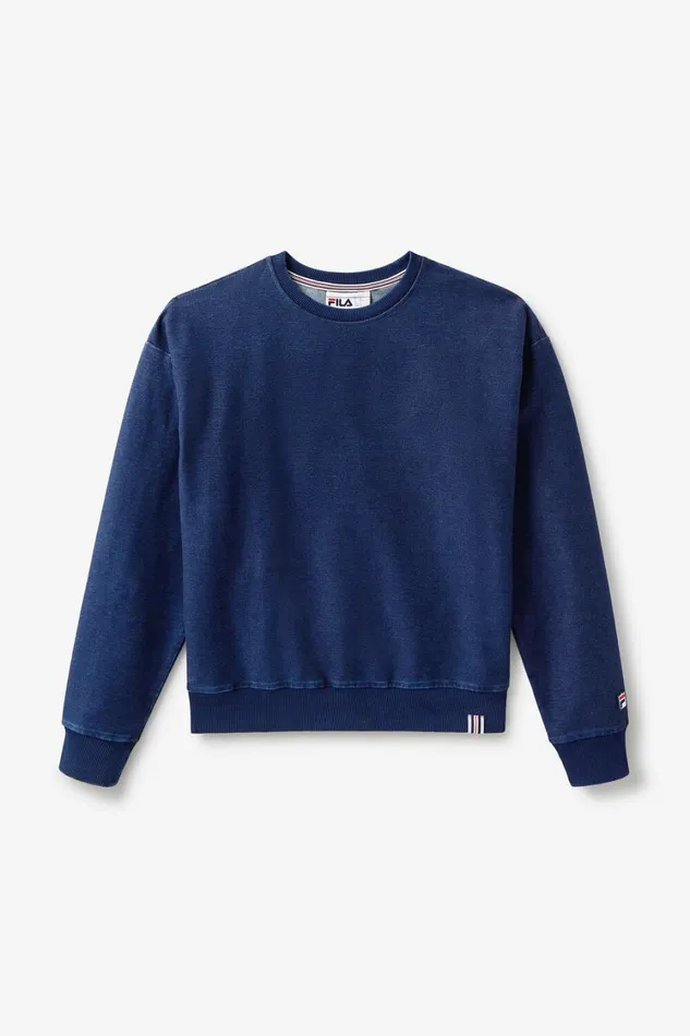 Women Tops and TShirts Fila Denim Crew Neck Top 401 Indigo Blue