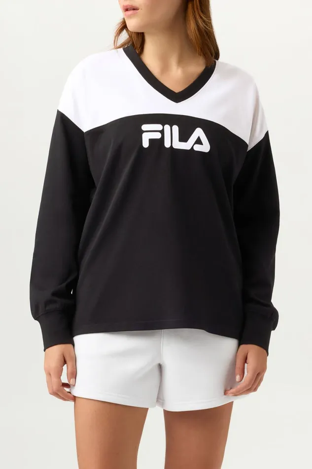 Women Tops and TShirts Fila Practice VNeck 013 Blackwhite Women Tops and TShirts Fila Practice VNeck 013 Blackwhite