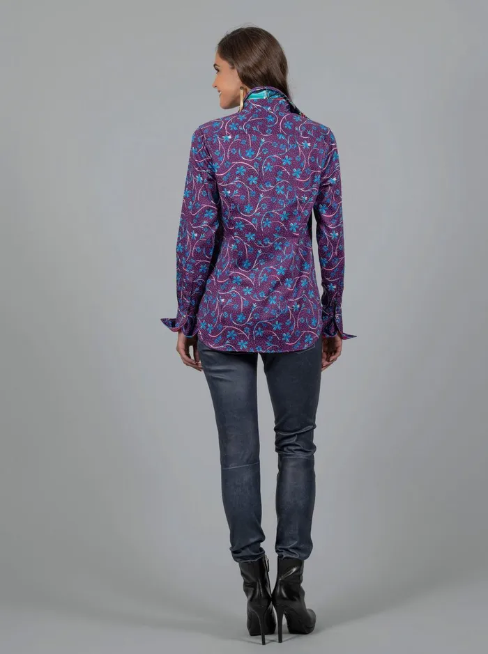 Women Tops Robert Graham PRISCILLA DITSY FLORAL PRINTED SHIRT Berry