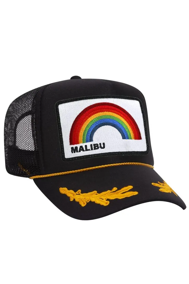 Women Trucker Hats Aviator Nation MALIBU RAINBOW TRUCKER HAT