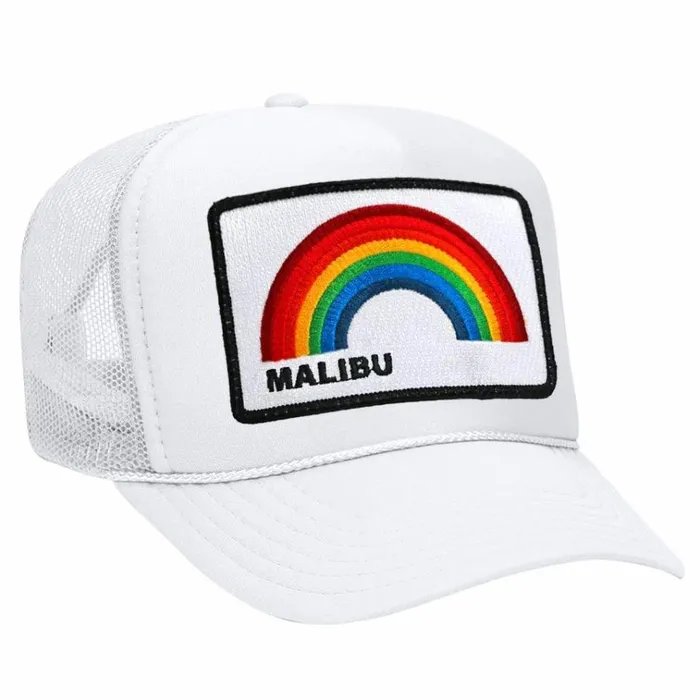 Women Trucker Hats Aviator Nation MALIBU RAINBOW TRUCKER HAT