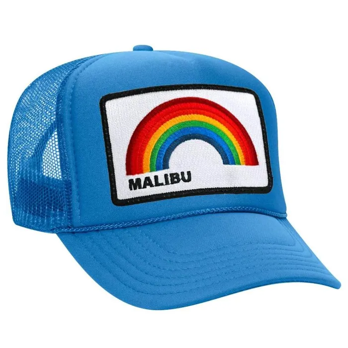 Women Trucker Hats Aviator Nation MALIBU RAINBOW TRUCKER HAT