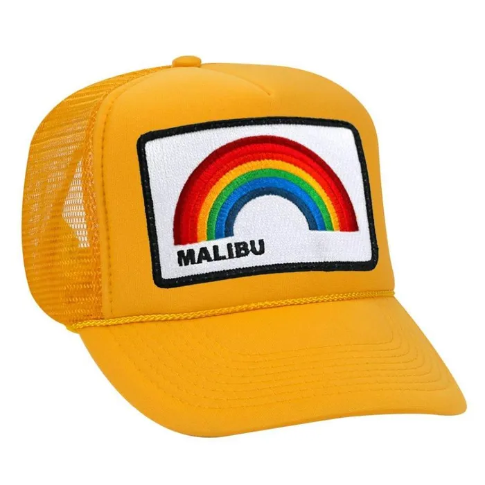 Women Trucker Hats Aviator Nation MALIBU RAINBOW TRUCKER HAT