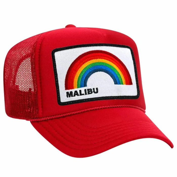 Women Trucker Hats Aviator Nation MALIBU RAINBOW TRUCKER HAT