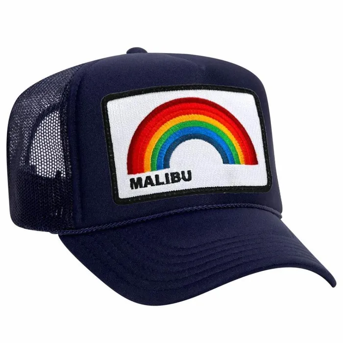 Women Trucker Hats Aviator Nation MALIBU RAINBOW TRUCKER HAT