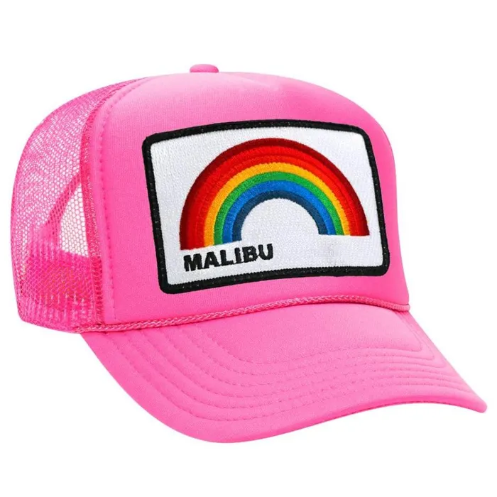 Women Trucker Hats Aviator Nation MALIBU RAINBOW TRUCKER HAT