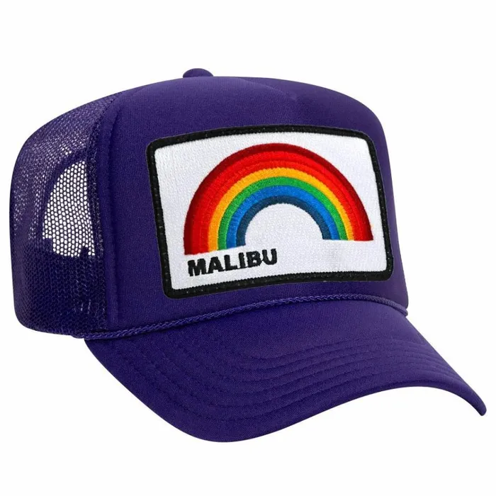 Women Trucker Hats Aviator Nation MALIBU RAINBOW TRUCKER HAT