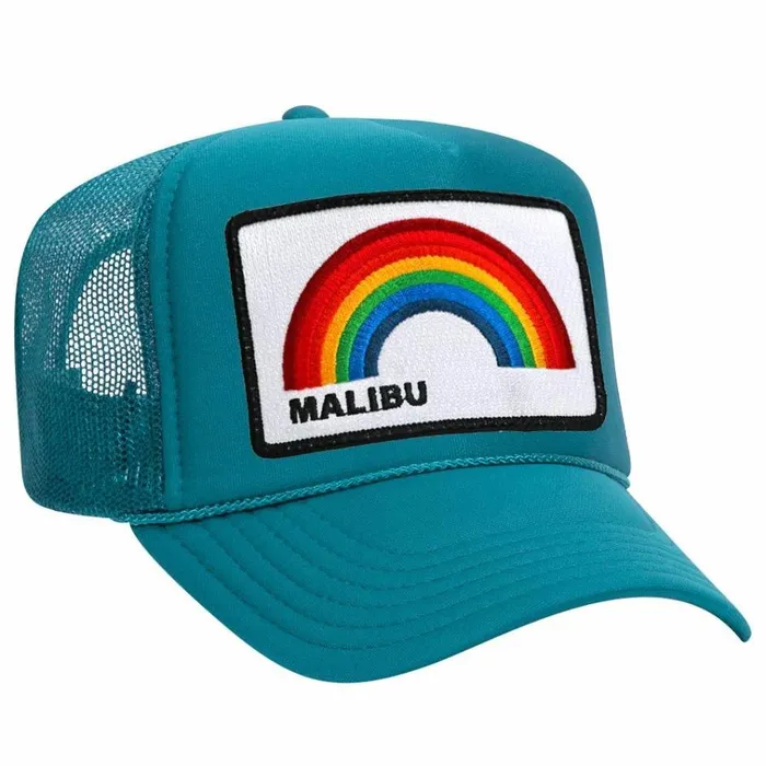 Women Trucker Hats Aviator Nation MALIBU RAINBOW TRUCKER HAT
