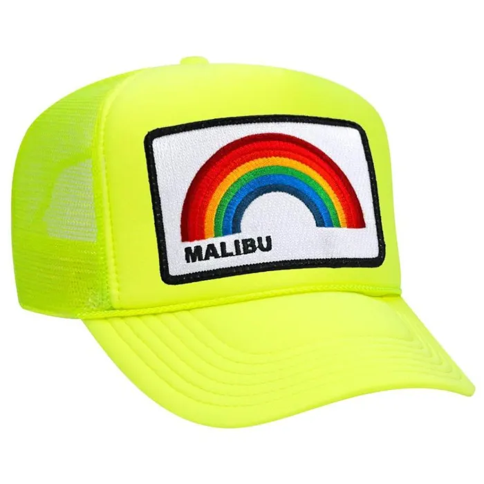 Women Trucker Hats Aviator Nation MALIBU RAINBOW TRUCKER HAT