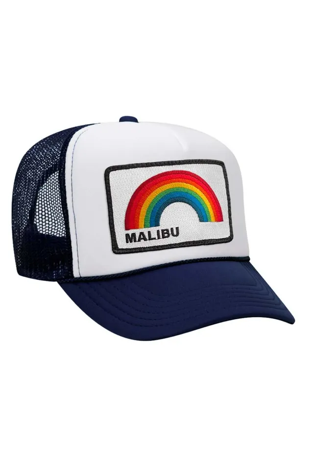 Women Trucker Hats Aviator Nation MALIBU RAINBOW TRUCKER HAT