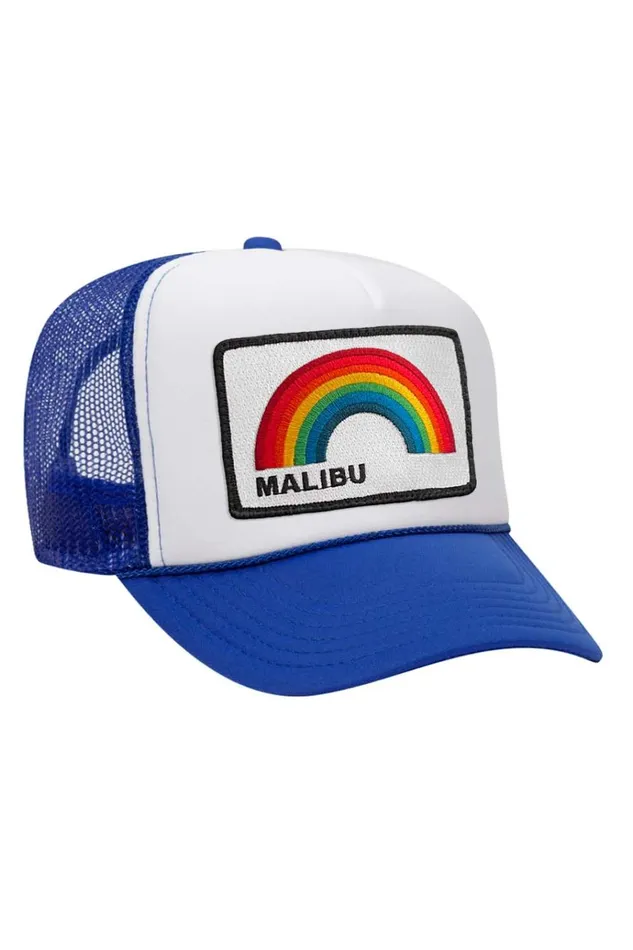Women Trucker Hats Aviator Nation MALIBU RAINBOW TRUCKER HAT