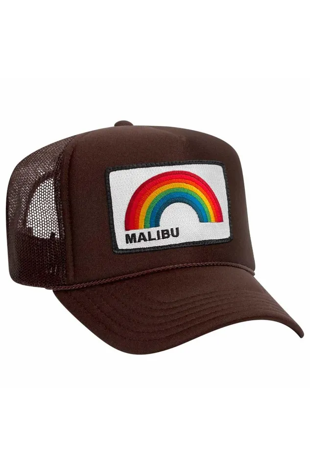 Women Trucker Hats Aviator Nation MALIBU RAINBOW TRUCKER HAT