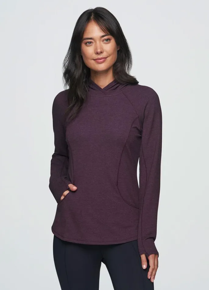 Women Weekend French Terry Hoodie Plum RBX Active Long Sleeve