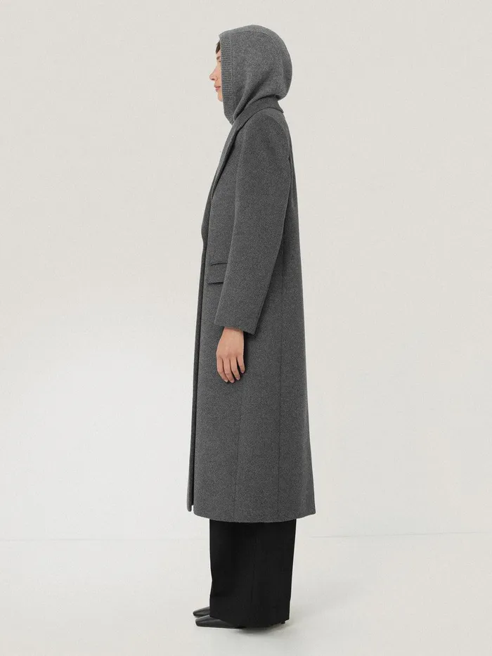 Women Wool Cashmere Blend Hooded Snood Grey Jigsaw Knitwear and Cashmere