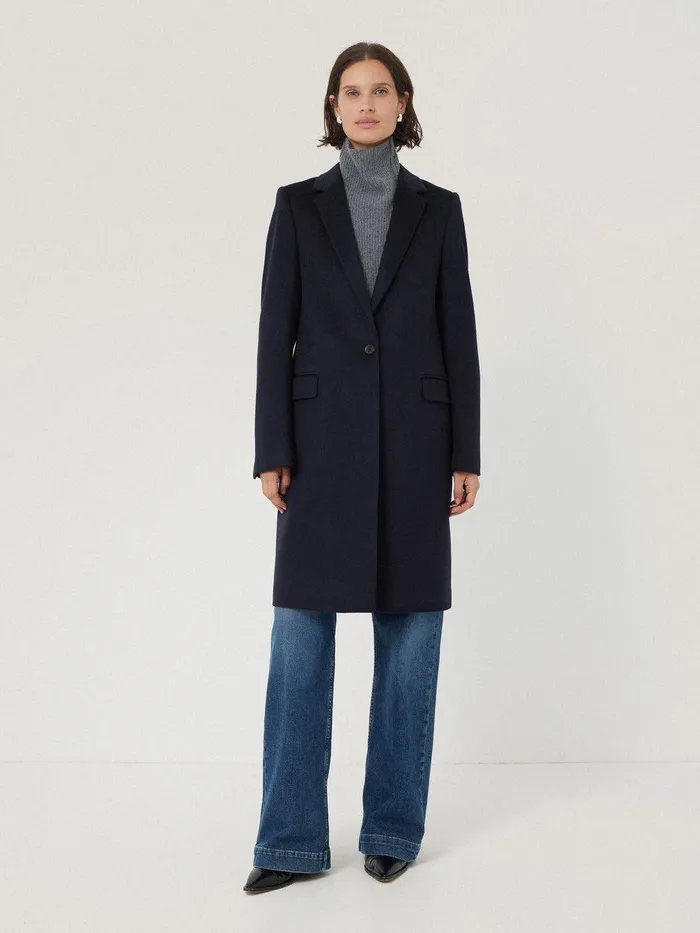 Women Wool Relaxed City Coat Navy Jigsaw Coats and Jackets