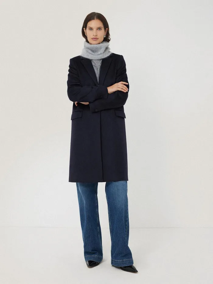 Women Wool Relaxed City Coat Navy Jigsaw Coats and Jackets