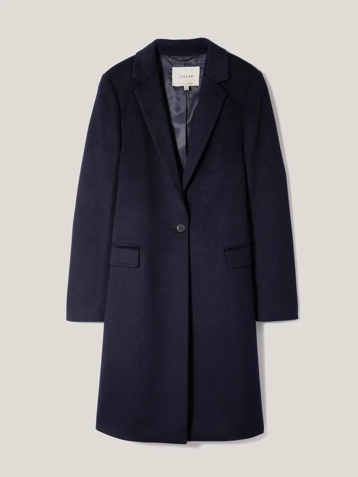 Women Wool Relaxed City Coat Navy Jigsaw Coats and Jackets
